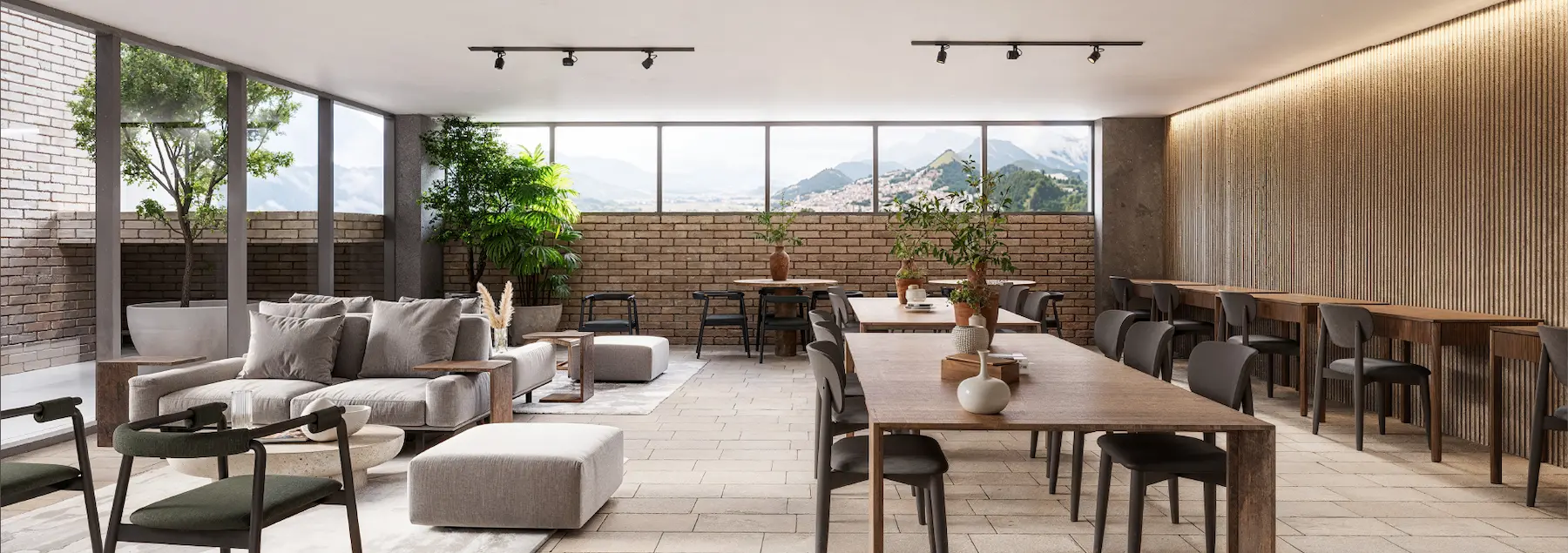 Coworking en Macondo Molinos, proyecto de apartamentos VIS en Bogotá con club house, subsidio de vivienda y espacios de trabajo.