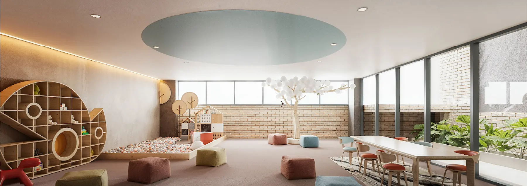 Sala de juegos infantiles en Macondo Molinos, apartamentos VIS en Bogotá con club house, zonas de entretenimiento y subsidio de vivienda.