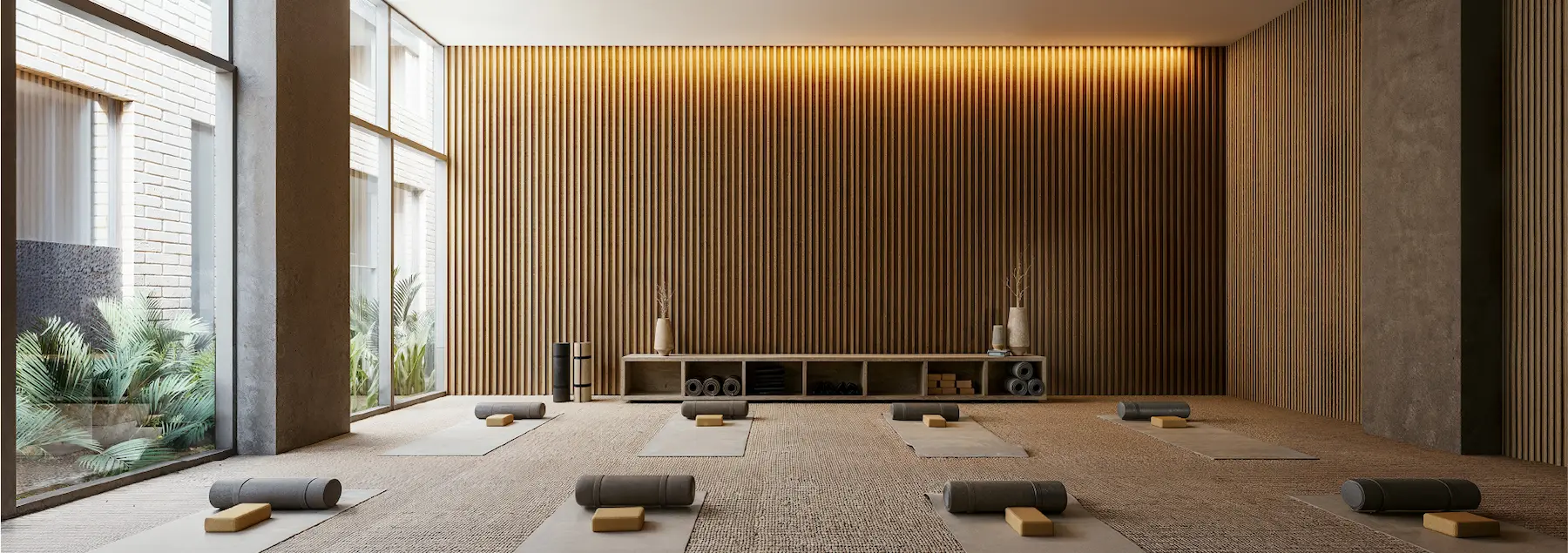 Salón de yoga en Macondo Molinos, proyecto de apartamentos VIS en Bogotá con club house y zonas de bienestar.